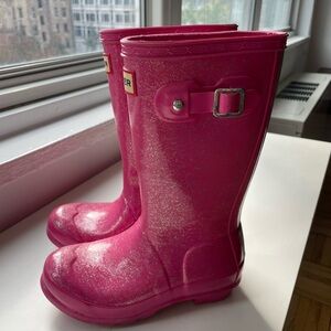 Hunter Kids Pink Glitter Rain Boots